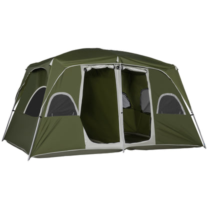 Family Camping Tent for 4-8 People with 2 Bedrooms Large Camping Tent with 2 Pockets and Mesh Windows Waterproof 157.5x108.3x82.7 inches Green