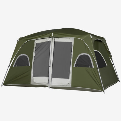 Family Camping Tent for 4-8 People with 2 Bedrooms Large Camping Tent with 2 Pockets and Mesh Windows Waterproof 157.5x108.3x82.7 inches Green
