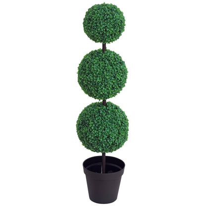Artificial Boxwood Topiary with 3 Balls Ø 30 x 112H cm Green