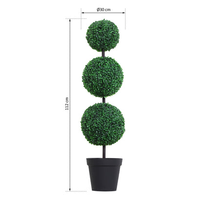 Artificial Boxwood Topiary with 3 Balls Ø 30 x 112H cm Green
