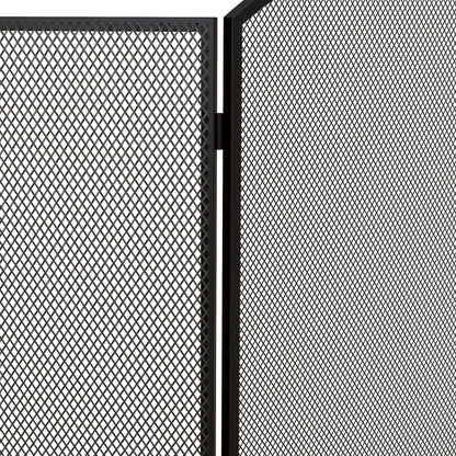 Fireplace Spark Guard 3-Panel Foldable Fireplace Protector with Steel Structure 96x62 cm Black