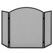 Fireplace Spark Guard 3-Panel Foldable Fireplace Protector with Steel Structure 96x62 cm Black