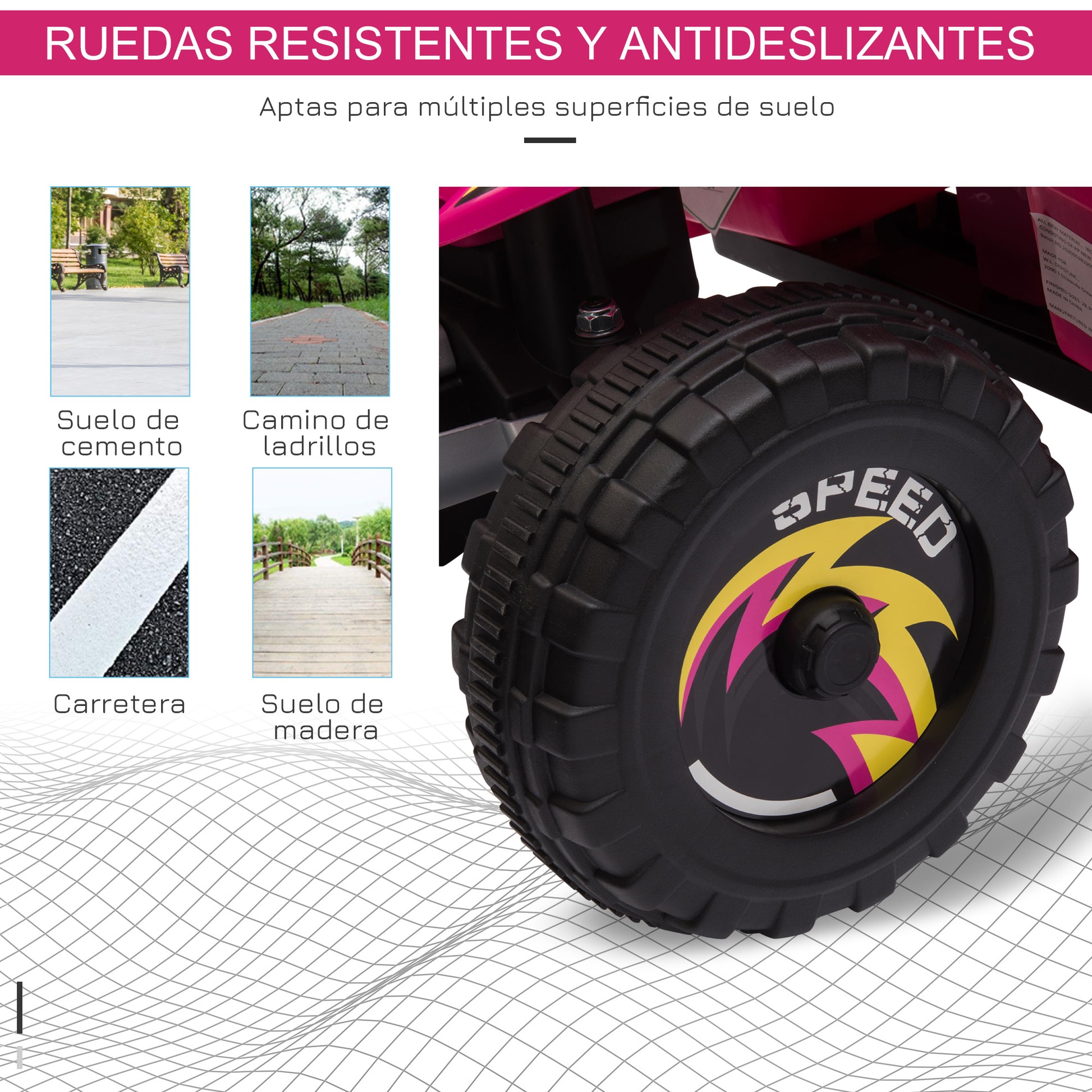Electric Quad for Children 18-36 Months Electric ATV with Forward and Reverse 6V Battery-Powered Quad 20 kg Max Load 72x40x45.5 cm Pink