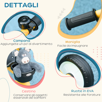 Kids Tricycle for 2-5 Year Olds with Adjustable Seat, Bike for Kids with Basket and Bell, 70.5x53x58 cm, Yellow