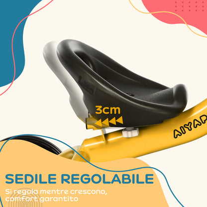 Kids Tricycle for 2-5 Year Olds with Adjustable Seat, Bike for Kids with Basket and Bell, 70.5x53x58 cm, Yellow