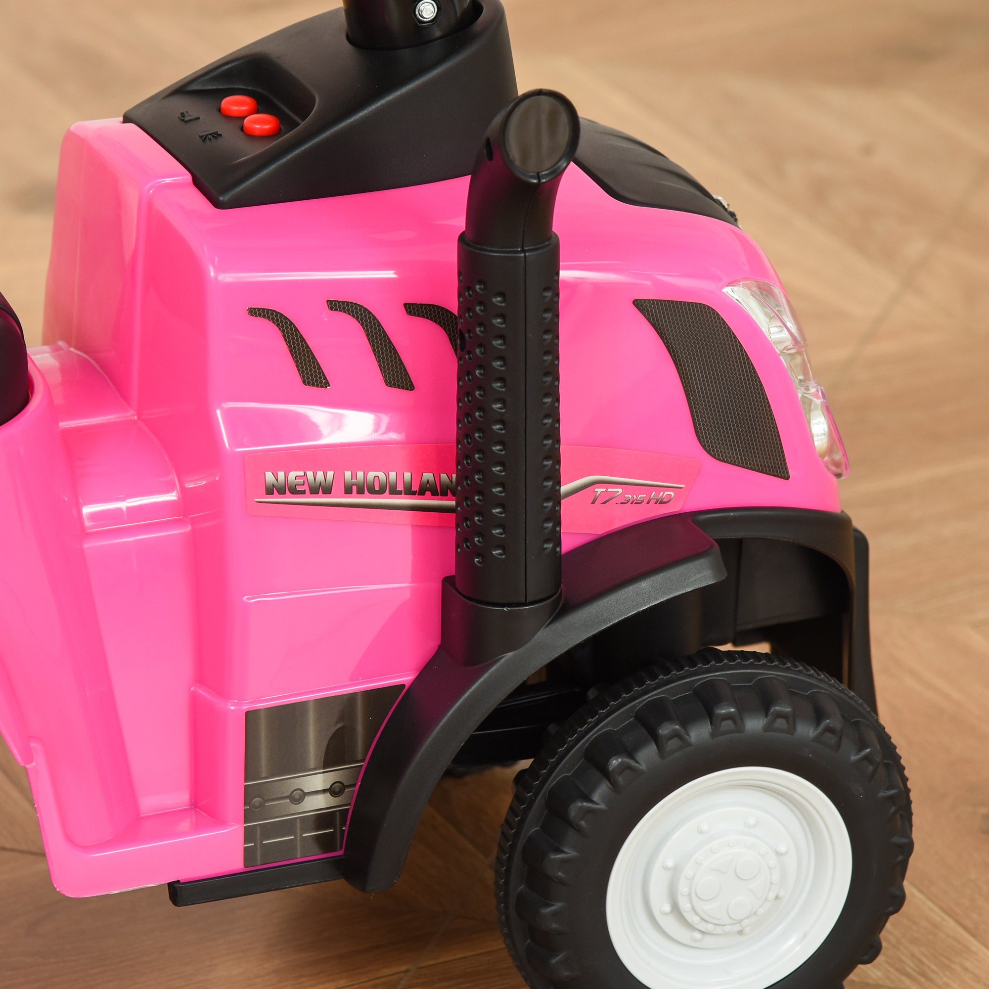 No-Pedal Tractor for Kids 12-36 Months with Removable Trailer Ride-On Car with Horn Headlights Floor Seat 25 kg Load Capacity 91x29x44 cm Pink