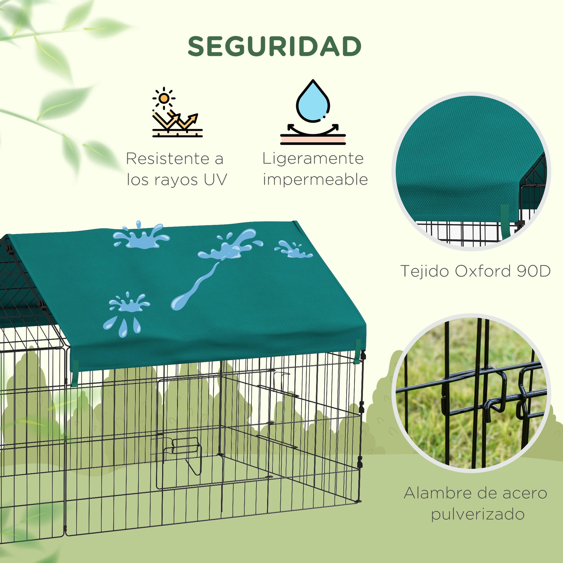 Small Animal Cage Rodent Cage Steel with Doors and Top Fabric for Rabbits Chinchillas Chickens 185x75x75 cm Green