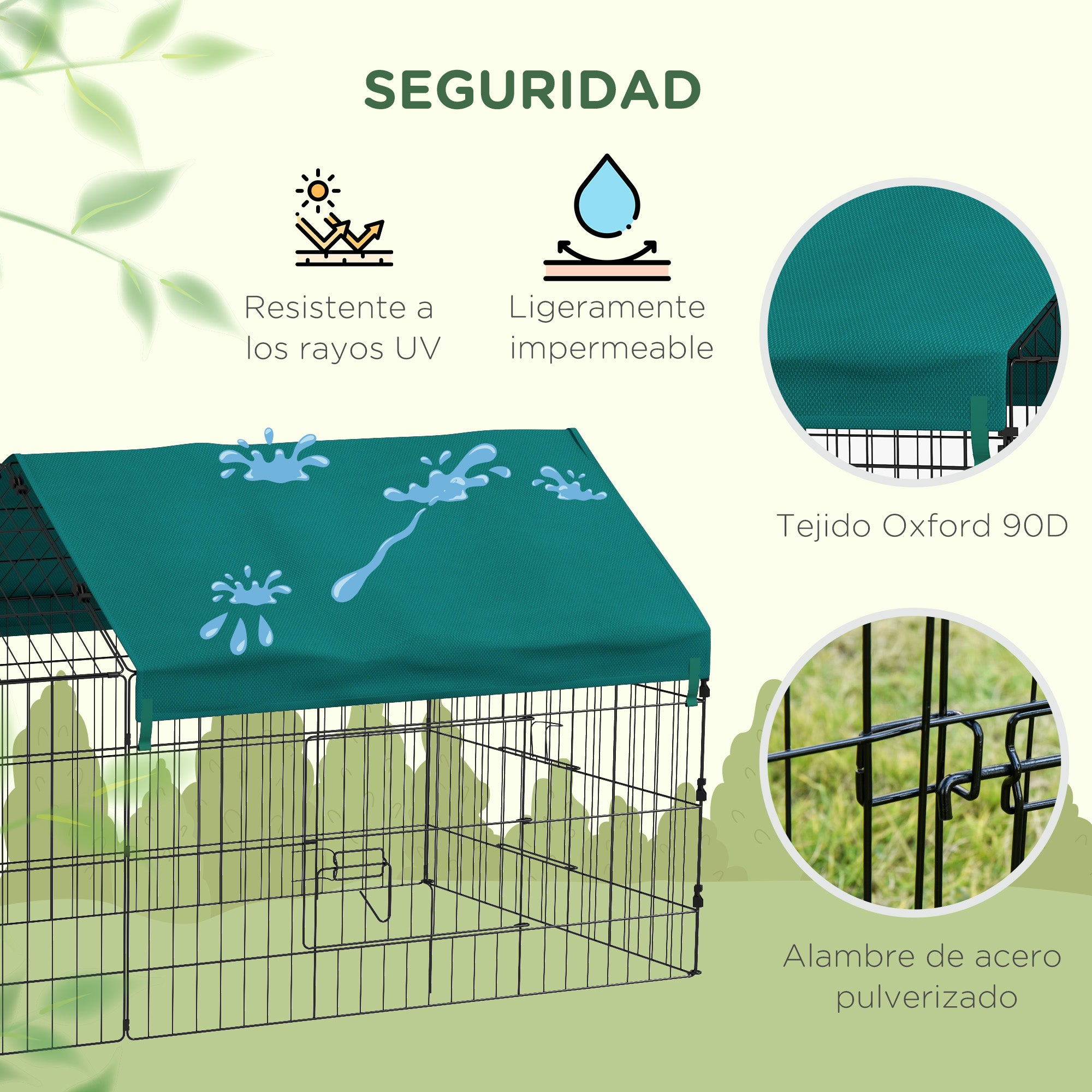 Small Animal Cage Rodent Cage Steel with Doors and Top Fabric for Rabbits Chinchillas Chickens 185x75x75 cm Green