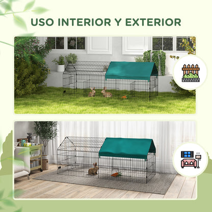 Small Animal Cage Rodent Cage Steel with Doors and Top Fabric for Rabbits Chinchillas Chickens 185x75x75 cm Green