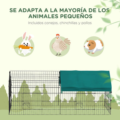Small Animal Cage Rodent Cage Steel with Doors and Top Fabric for Rabbits Chinchillas Chickens 185x75x75 cm Green