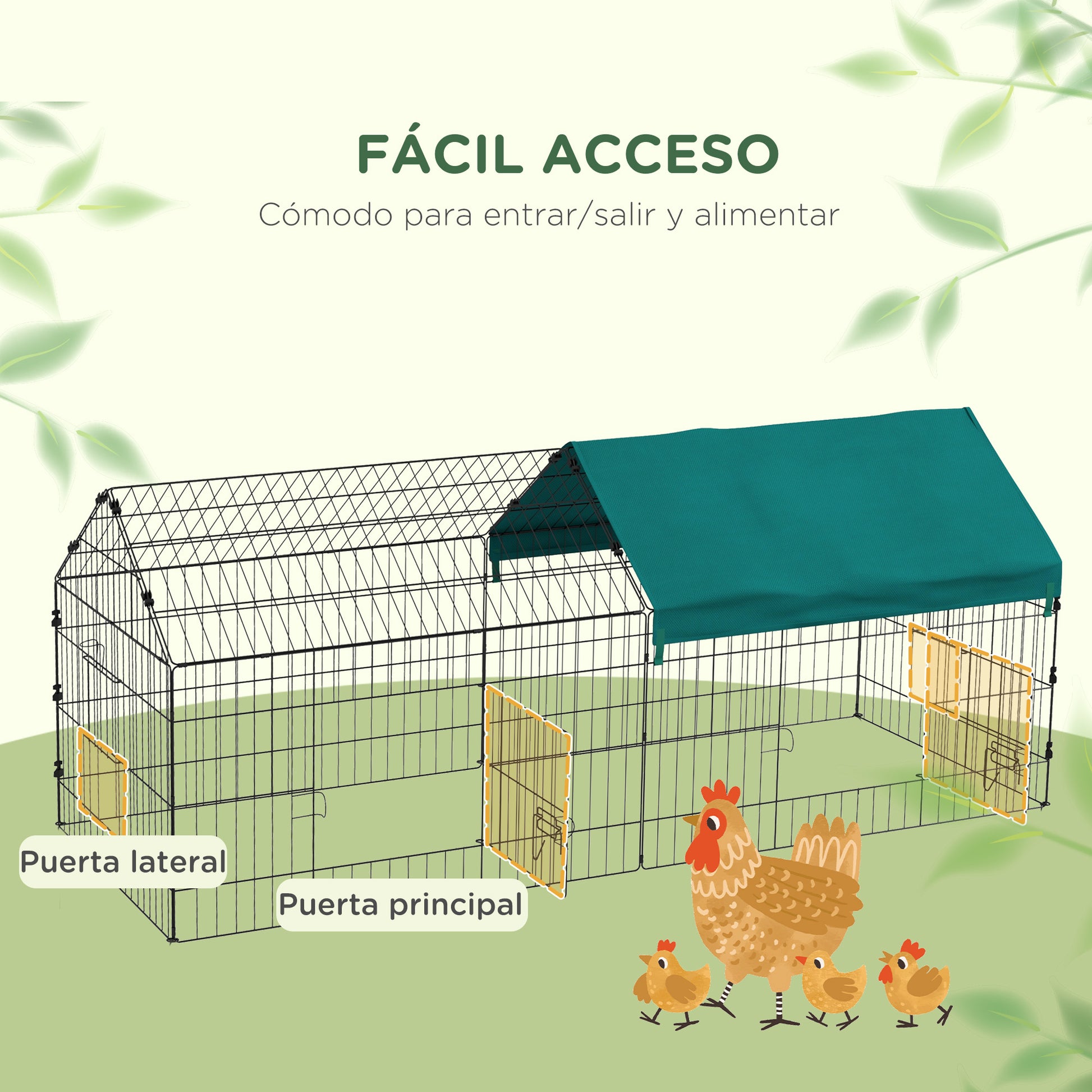 Small Animal Cage Rodent Cage Steel with Doors and Top Fabric for Rabbits Chinchillas Chickens 185x75x75 cm Green