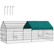 Small Animal Cage Rodent Cage Steel with Doors and Top Fabric for Rabbits Chinchillas Chickens 185x75x75 cm Green