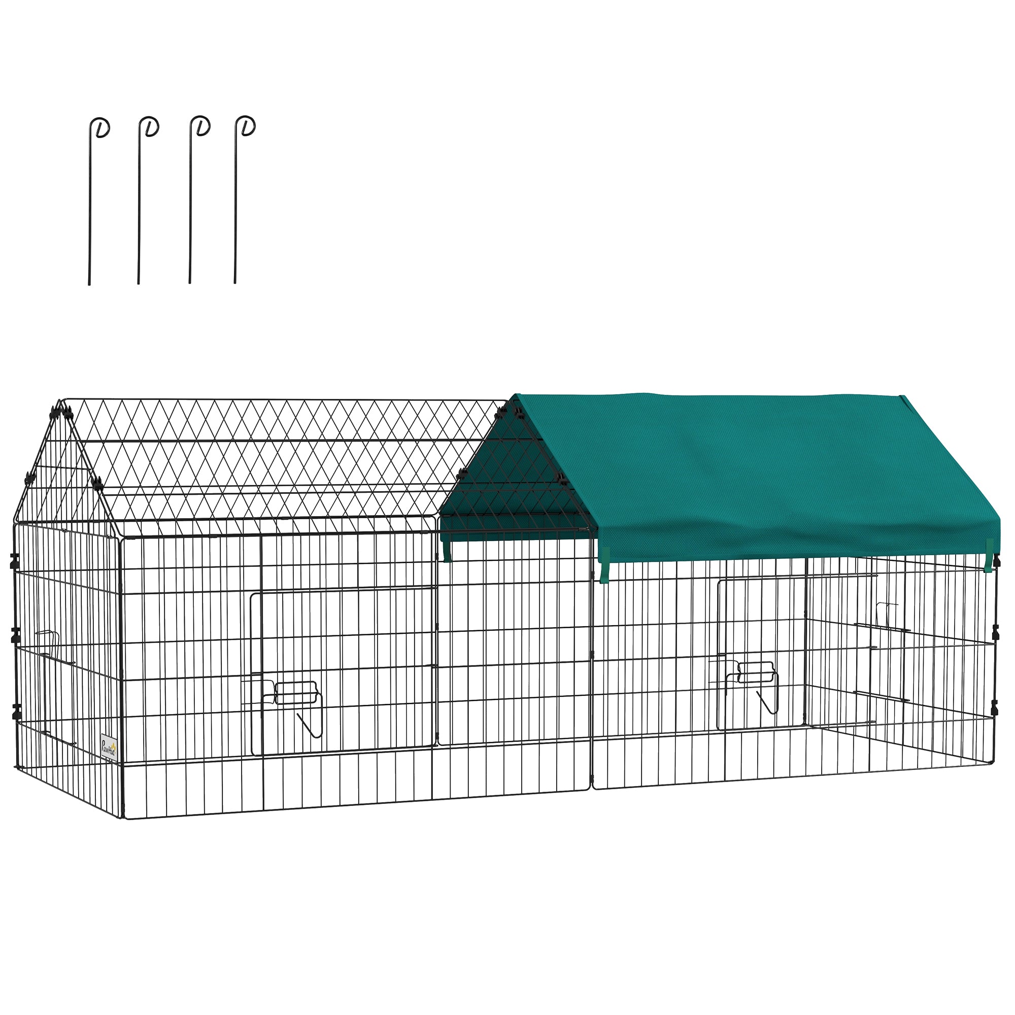Small Animal Cage Rodent Cage Steel with Doors and Top Fabric for Rabbits Chinchillas Chickens 185x75x75 cm Green