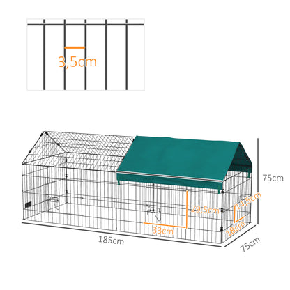 Small Animal Cage Rodent Cage Steel with Doors and Top Fabric for Rabbits Chinchillas Chickens 185x75x75 cm Green