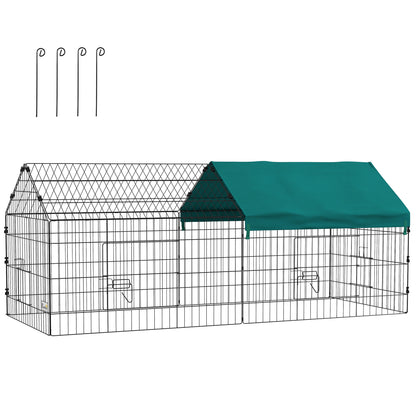 Small Animal Cage Rodent Cage Steel with Doors and Top Fabric for Rabbits Chinchillas Chickens 185x75x75 cm Green