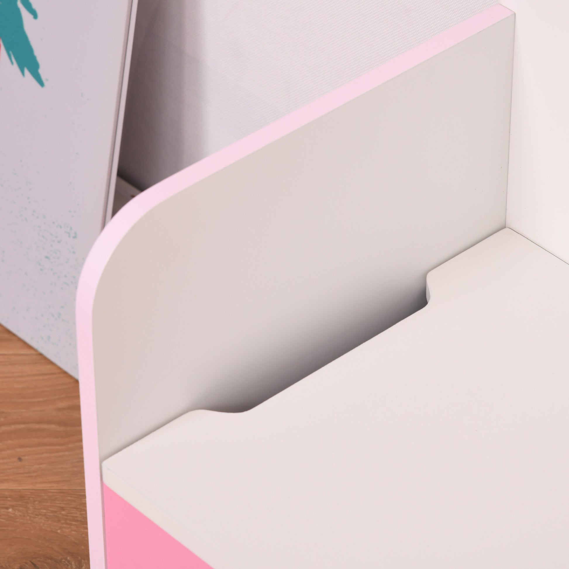 2 in 1 Wooden Toy Storage Bench with Backrest for Children 3-6 Years Old, 60x30x50 cm, Pink