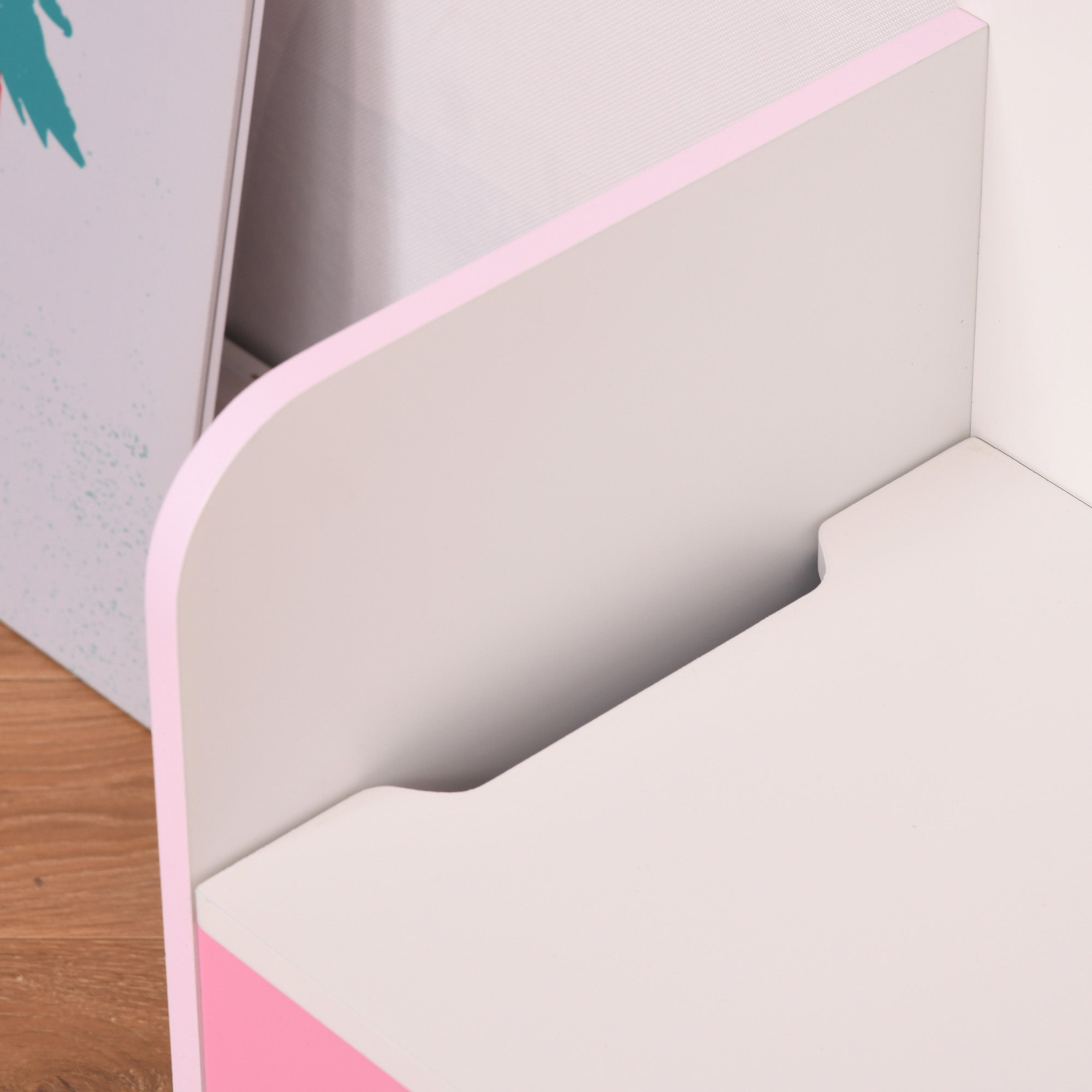 2 in 1 Wooden Toy Storage Bench with Backrest for Children 3-6 Years Old, 60x30x50 cm, Pink