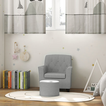 Children's Chair Children's Sofa with Ottoman Kids Couch 1.5-3 Years Children's Furniture Nursery Linen Look Eucalyptus Wood Gray 45 x 43 x 50.5 cm