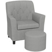 Children's Chair Children's Sofa with Ottoman Kids Couch 1.5-3 Years Children's Furniture Nursery Linen Look Eucalyptus Wood Gray 45 x 43 x 50.5 cm