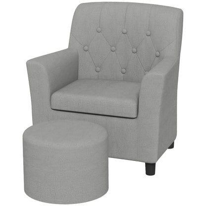 Children's Chair Children's Sofa with Ottoman Kids Couch 1.5-3 Years Children's Furniture Nursery Linen Look Eucalyptus Wood Gray 45 x 43 x 50.5 cm