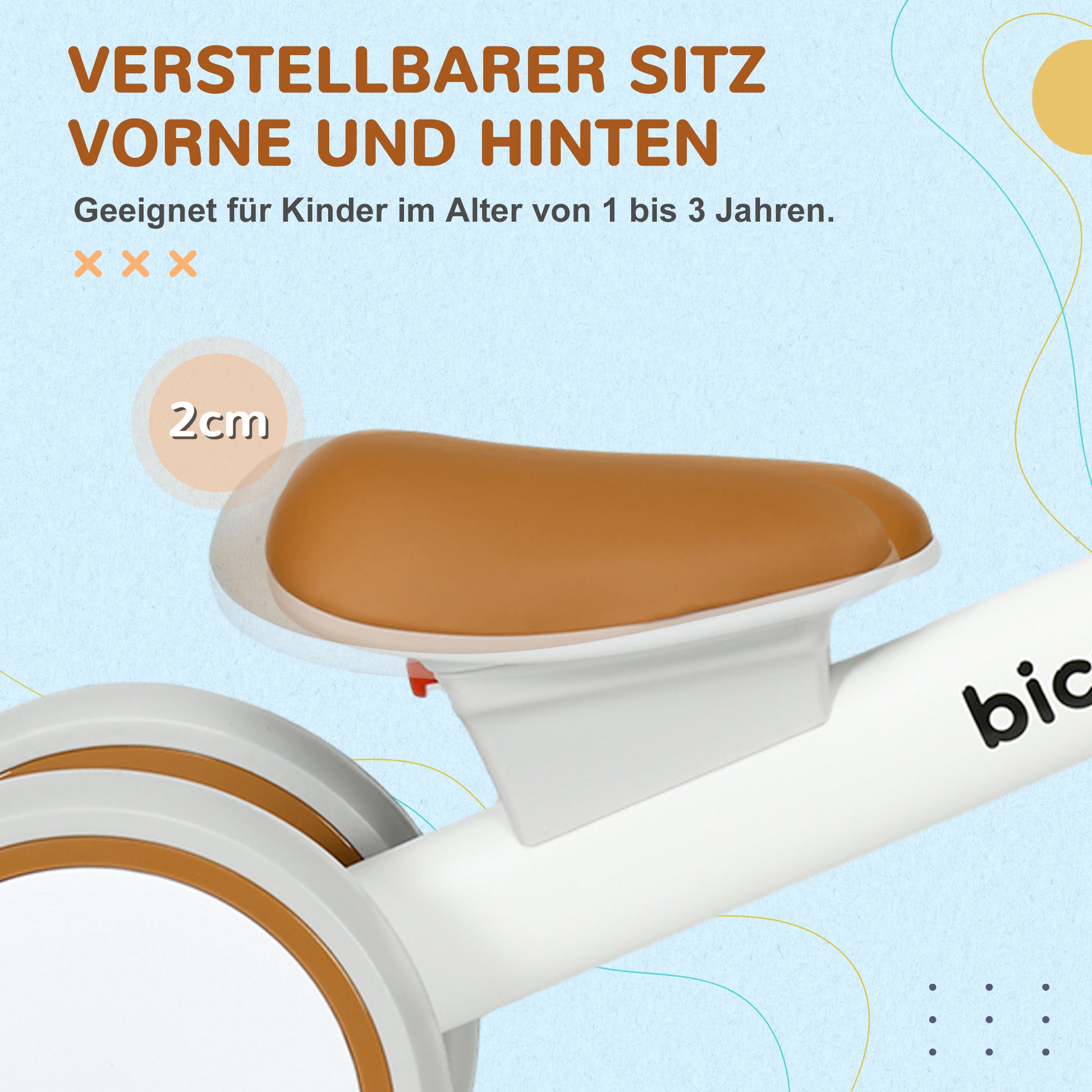 Children's Balance Bike from 1 Year Baby up to 20 kg Learning Bike with TPU Wheels Basket Adjustable Seat Saddle Kids Balance Bike Gifts for Boys Girls Toy Brown+White
