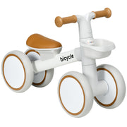 Children's Balance Bike from 1 Year Baby up to 20 kg Learning Bike with TPU Wheels Basket Adjustable Seat Saddle Kids Balance Bike Gifts for Boys Girls Toy Brown+White