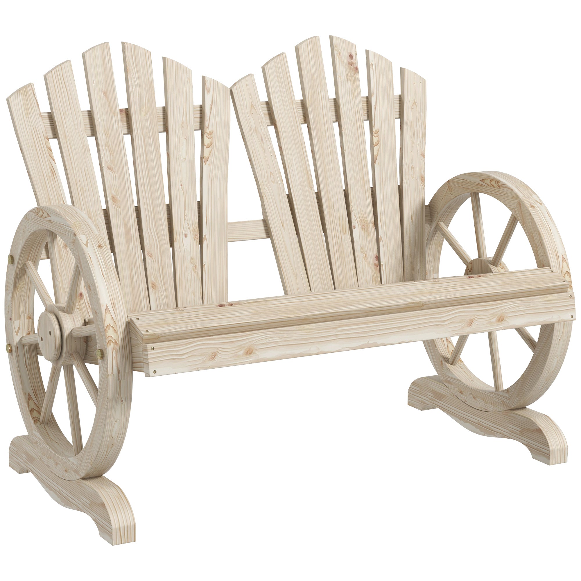 2-Seater Solid Wood Garden Bench with Armrest, Patio Furniture 250kg Capacity, Rustic Bench for Garden, Terrace, and other Outdoor Areas, 108 x 66 x 95 cm, Natural Wood