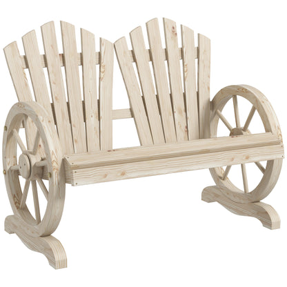 2-Seater Solid Wood Garden Bench with Armrest, Patio Furniture 250kg Capacity, Rustic Bench for Garden, Terrace, and other Outdoor Areas, 108 x 66 x 95 cm, Natural Wood