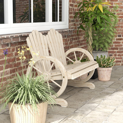 2-Seater Solid Wood Garden Bench with Armrest, Patio Furniture 250kg Capacity, Rustic Bench for Garden, Terrace, and other Outdoor Areas, 108 x 66 x 95 cm, Natural Wood