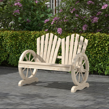 2-Seater Solid Wood Garden Bench with Armrest, Patio Furniture 250kg Capacity, Rustic Bench for Garden, Terrace, and other Outdoor Areas, 108 x 66 x 95 cm, Natural Wood