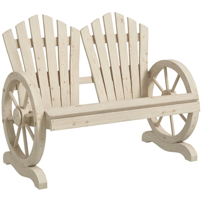 2-Seater Solid Wood Garden Bench with Armrest, Patio Furniture 250kg Capacity, Rustic Bench for Garden, Terrace, and other Outdoor Areas, 108 x 66 x 95 cm, Natural Wood