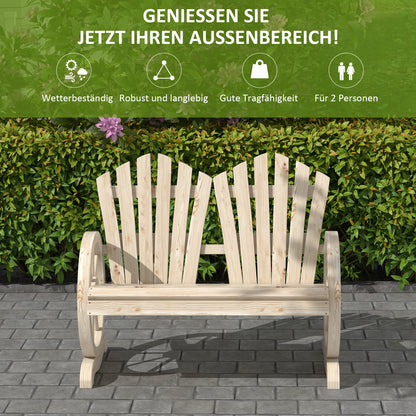 2-Seater Solid Wood Garden Bench with Armrest, Patio Furniture 250kg Capacity, Rustic Bench for Garden, Terrace, and other Outdoor Areas, 108 x 66 x 95 cm, Natural Wood