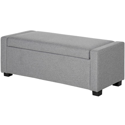Storage Bench, Upholstered Bench with Storage Compartment, Bed End Bench, Modern Design, Plastic, Gray Fabric, Multiuse, 120x50x44cm, Gray