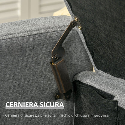 Storage Bench, Upholstered Bench with Storage Compartment, Bed End Bench, Modern Design, Plastic, Gray Fabric, Multiuse, 120x50x44cm, Gray