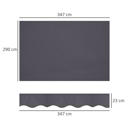 Replacement Canopy for Retractable Sunshade Awning, Replacement Fabric for 3.6x3 m Awning in Polyester, UV 30+, for Balcony, Patio, Terrace, Outdoor, Garden, Gray