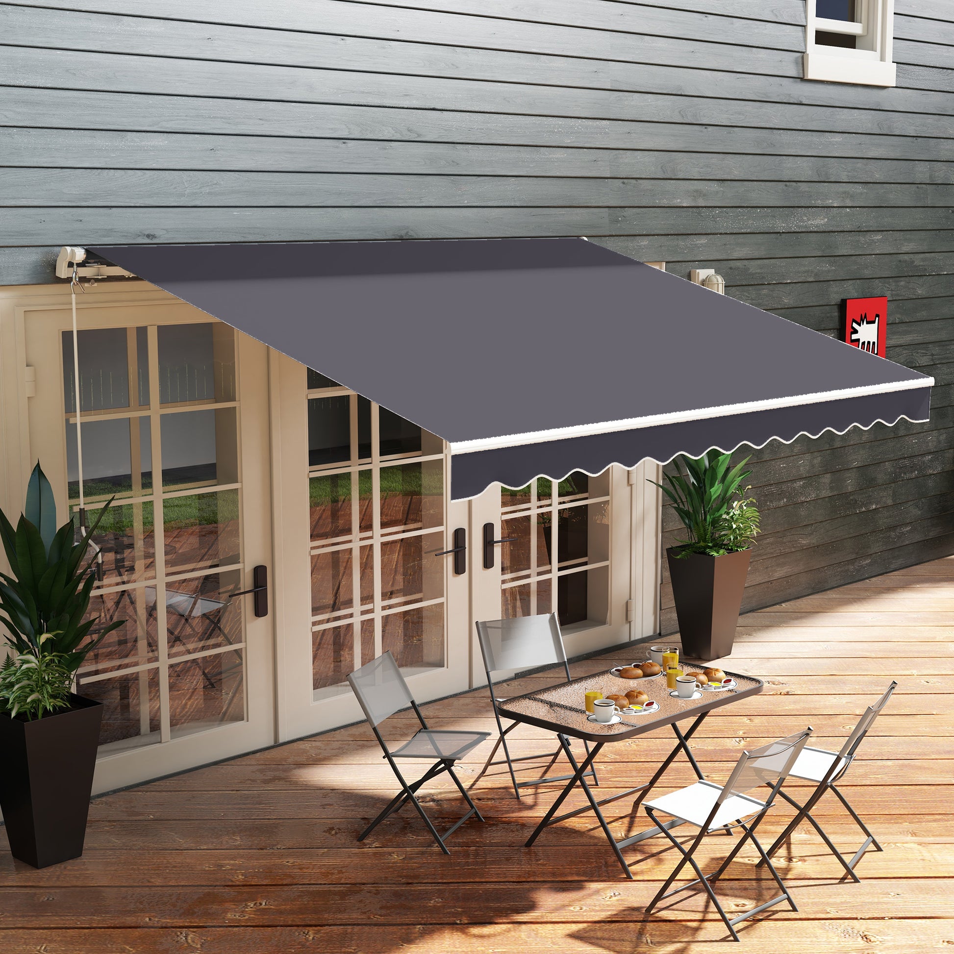 Replacement Canopy for Retractable Sunshade Awning, Replacement Fabric for 3.6x3 m Awning in Polyester, UV 30+, for Balcony, Patio, Terrace, Outdoor, Garden, Gray