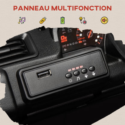 Kids Electric Car, Kids Electric Buggy, 4x4 and 2x2 Modes, with 2.4Ghz Remote Control, 2 x 12V Motors, 3 Speeds, Rear Trailer, Music, Horn, LED Lights, Black