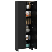 Kitchen Pantry Cabinet Kitchen Storage Cabinet Auxiliary Cabinet with Doors and Adjustable Shelves Anti-tip for Dining Room Living Room 60x30x171 cm Black