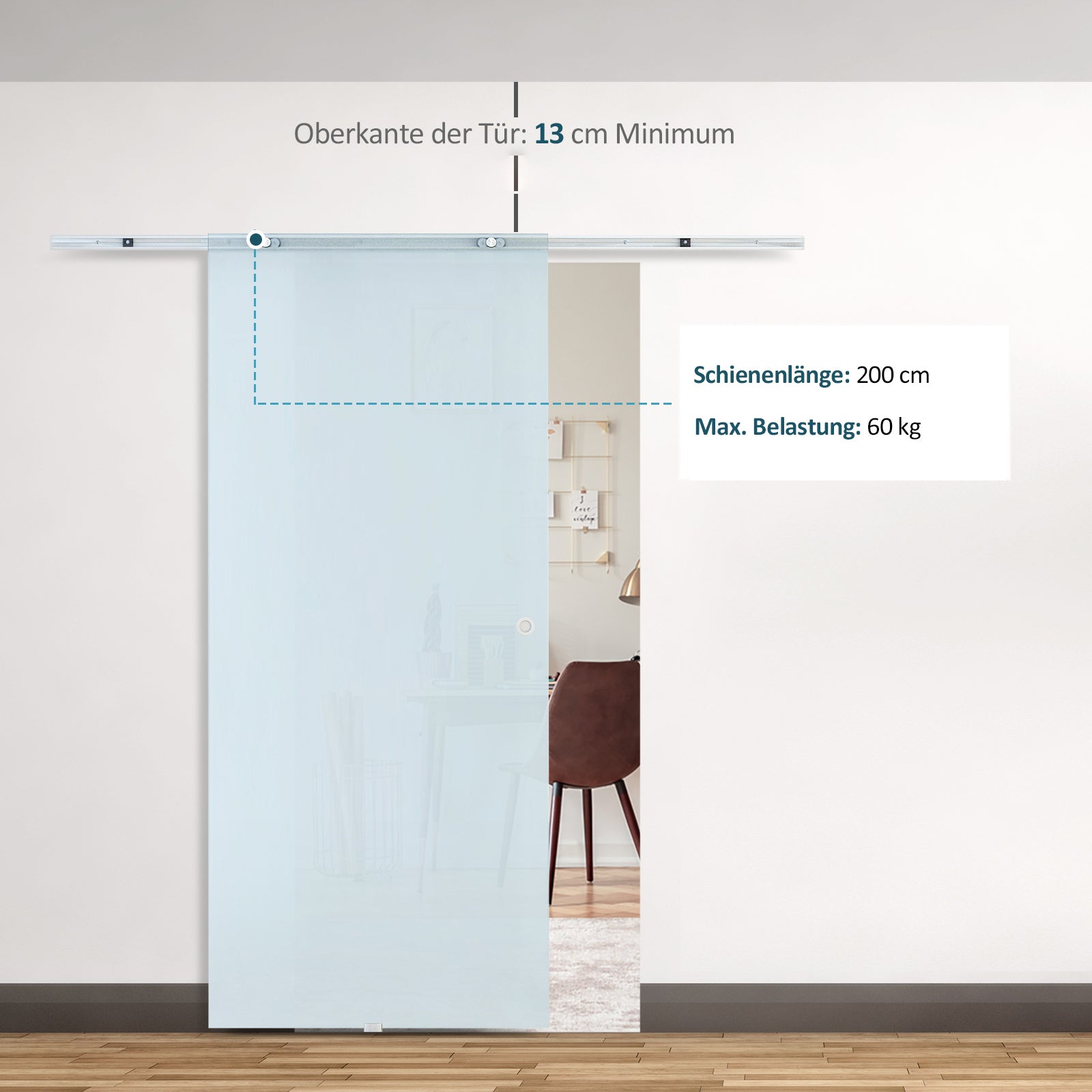 Glass Sliding Door Room Door Frosted Glass 775 / 900 / 1025 x 2050 mm