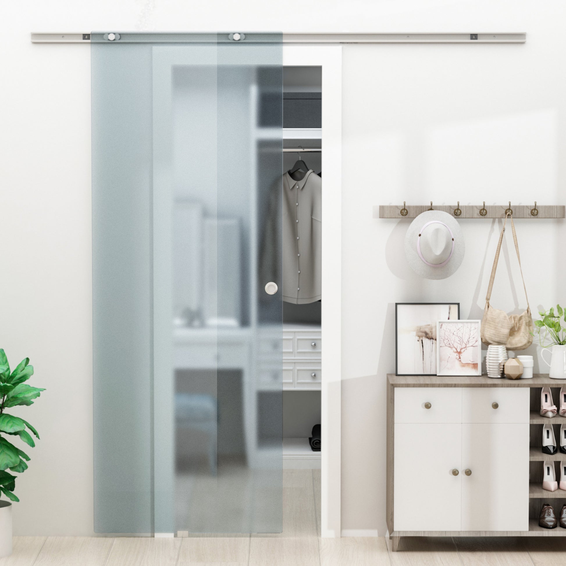 Glass Sliding Door Room Door Frosted Glass 775 / 900 / 1025 x 2050 mm