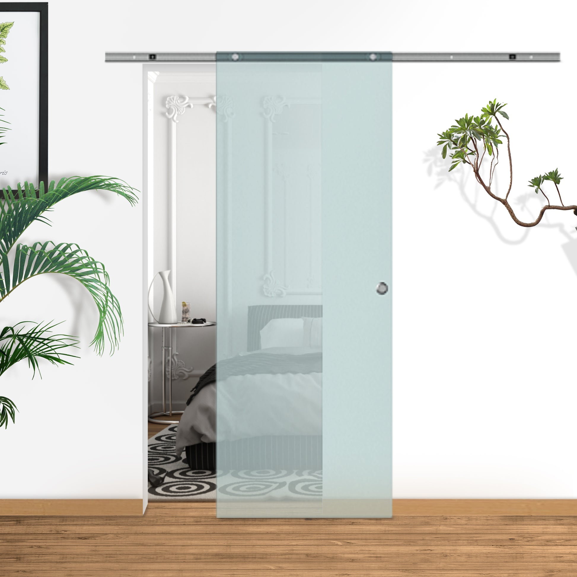 Glass Sliding Door Room Door Frosted Glass 775 / 900 / 1025 x 2050 mm