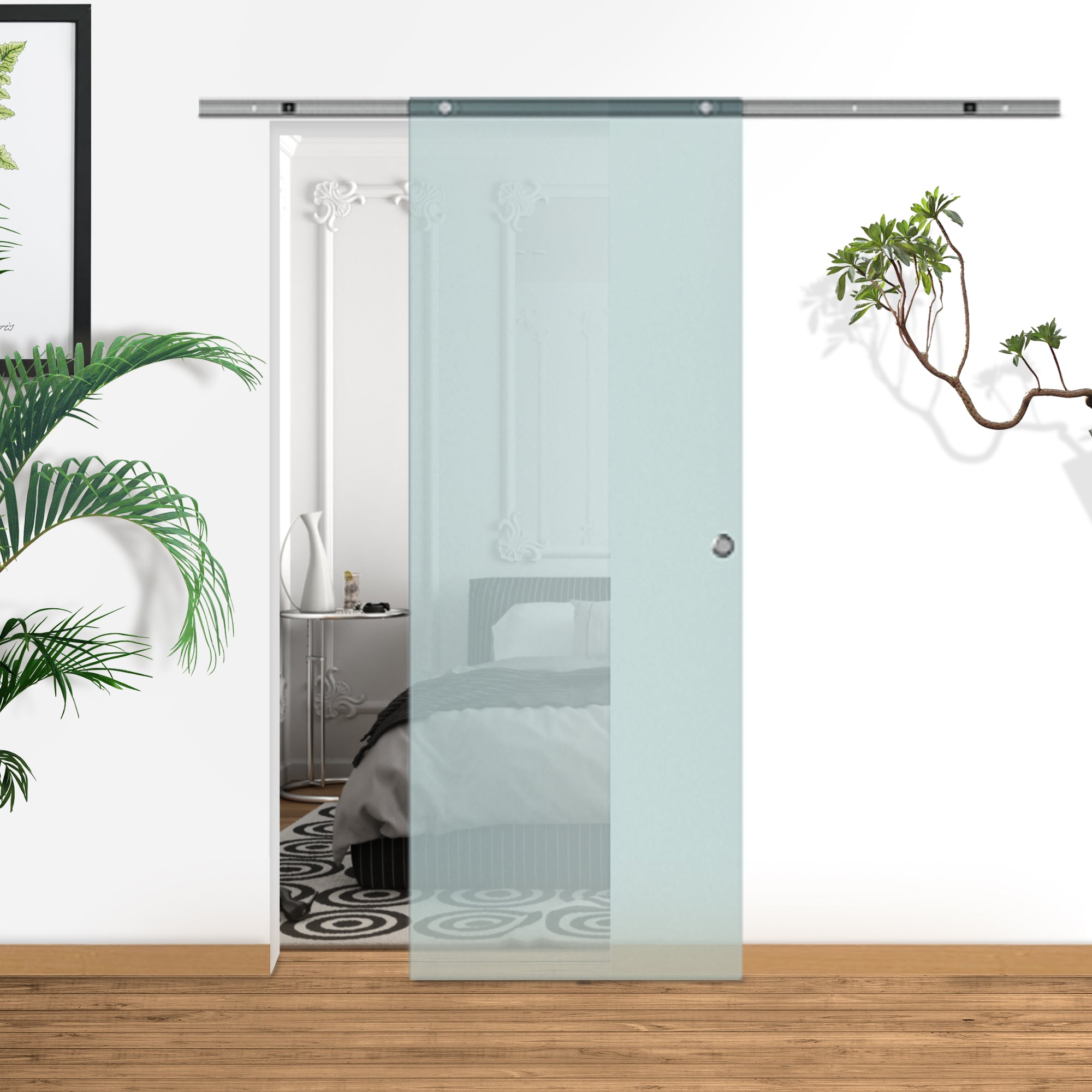 Glass Sliding Door Room Door Frosted Glass 775 / 900 / 1025 x 2050 mm
