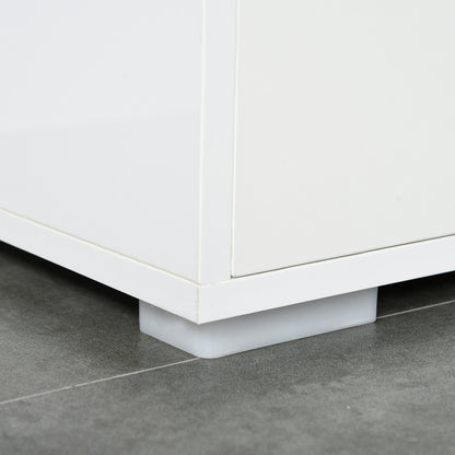 Living Room Sideboard with 3 Doors 2 Drawers and Adjustable Interior Shelf Storage Cabinet for Kitchen Bedroom Anti-tipping 117x36x74 cm High Gloss White