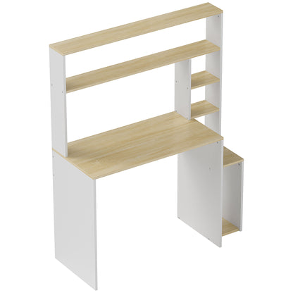 Desk 113 x 45 cm Computer Desk Office Desk with Open Shelves, CPU Stand, Steel Frame for Home Office, Bedroom Oak