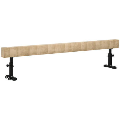 Home Artistic Gymnastics Beam with Adjustable Height, Wheels, and Non-slip Feet, for Children 6+ Years, 226x31x59cm, Brown