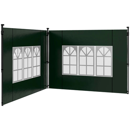 Side Walls for Gazebo 3x3 m and 3x6 m Set of 2 Walls for Canopy with Windows 293x193 cm Dark Green