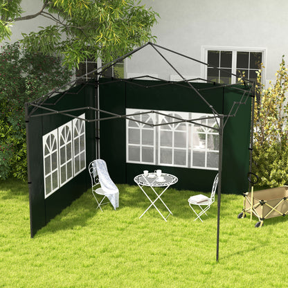 Side Walls for Gazebo 3x3 m and 3x6 m Set of 2 Walls for Canopy with Windows 293x193 cm Dark Green