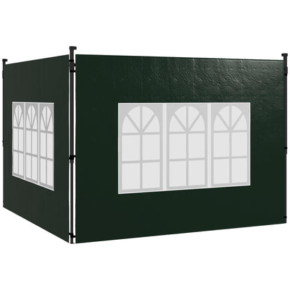 Side Walls for Gazebo 3x3 m and 3x6 m Set of 2 Walls for Canopy with Windows 293x193 cm Dark Green