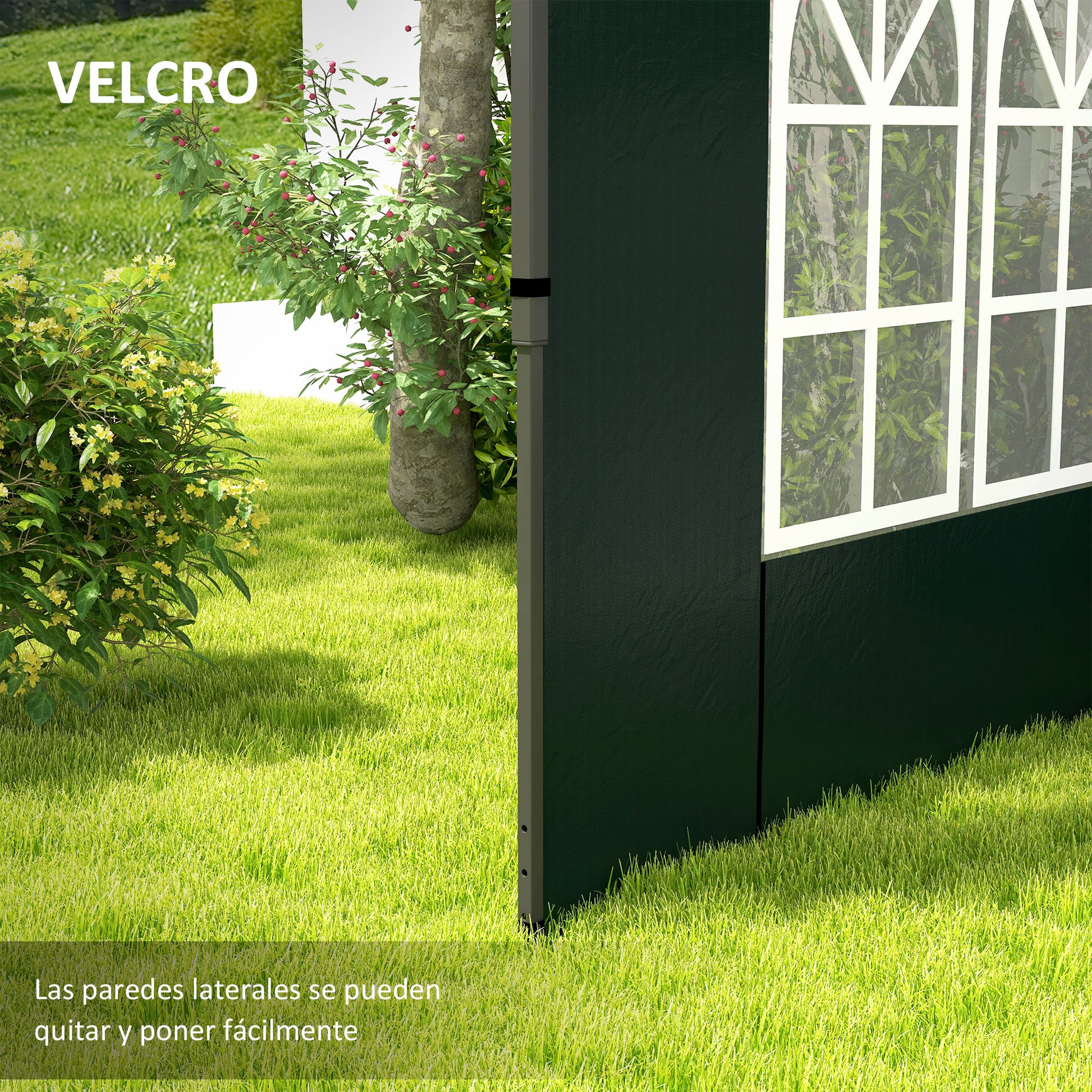 Side Walls for Gazebo 3x3 m and 3x6 m Set of 2 Walls for Canopy with Windows 293x193 cm Dark Green
