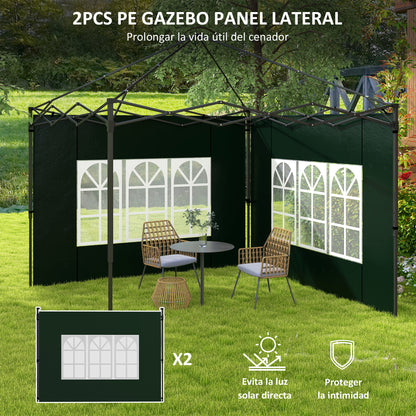 Side Walls for Gazebo 3x3 m and 3x6 m Set of 2 Walls for Canopy with Windows 293x193 cm Dark Green